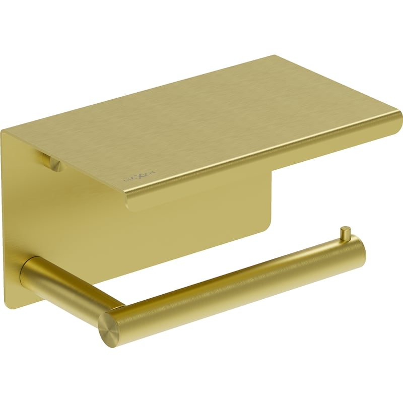 Mexen Loop toilet paper holder with shelf, brushed gold - 70A71022-55