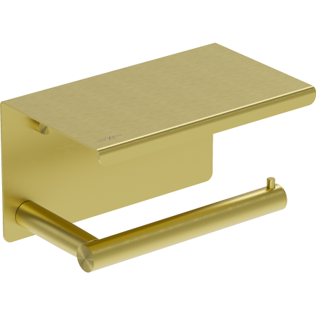 Mexen Loop toilet paper holder with shelf, brushed gold - 70A71022-55
