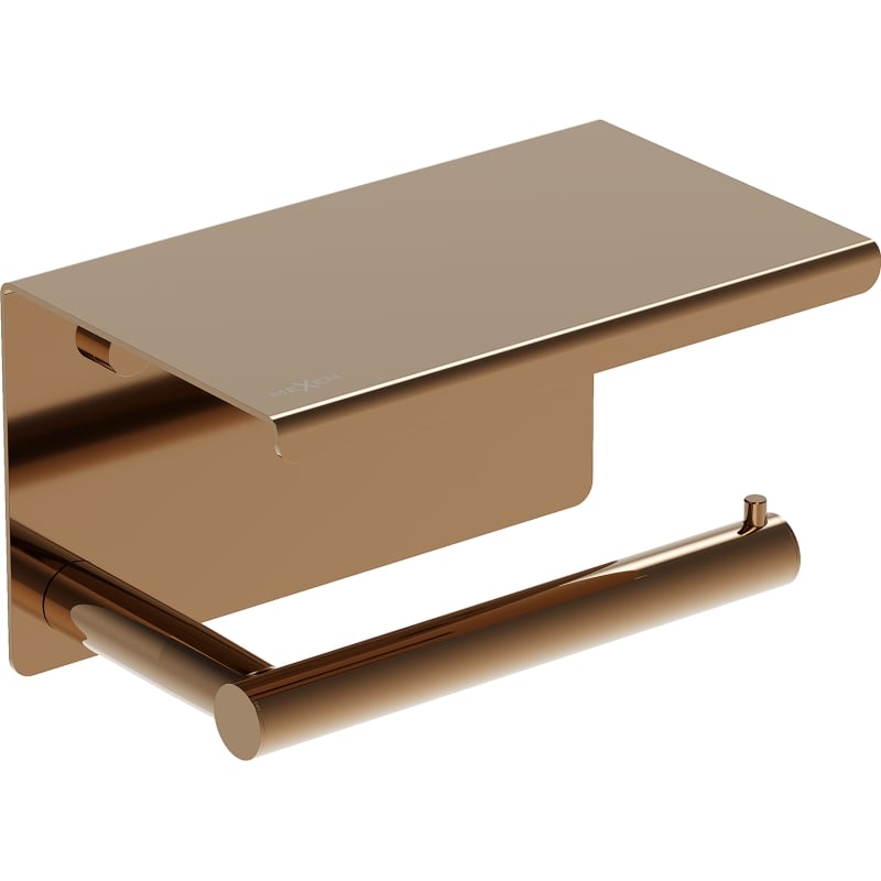 Mexen Loop toilet paper holder with shelf, rose gold - 70A71022-60