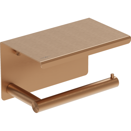 Mexen Loop toilet paper holder with shelf, brushed copper - 70A71022-65