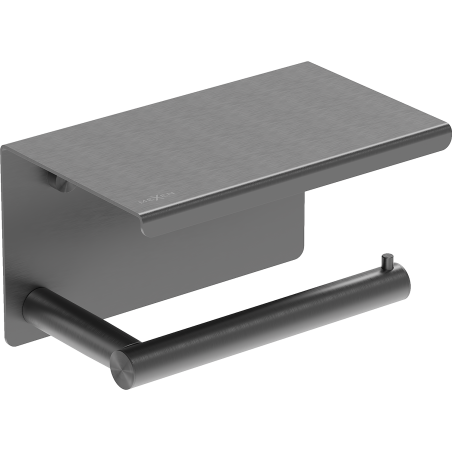 Mexen Loop toilet paper holder with shelf, brushed gun gray - 70A71022-66