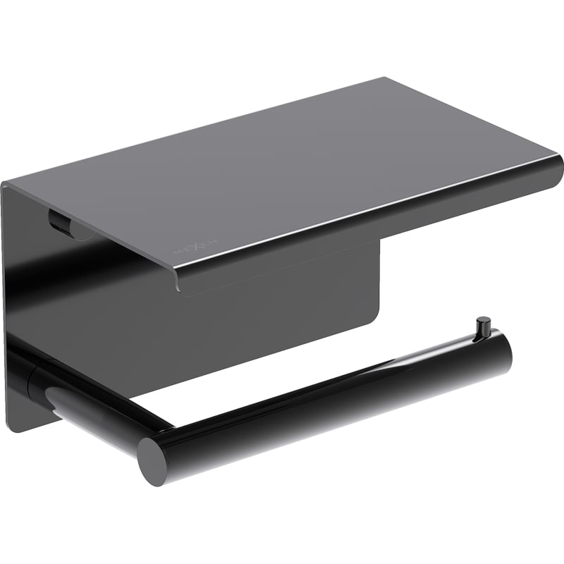 Mexen Loop toilet paper holder with shelf, black chrome - 70A71022-73