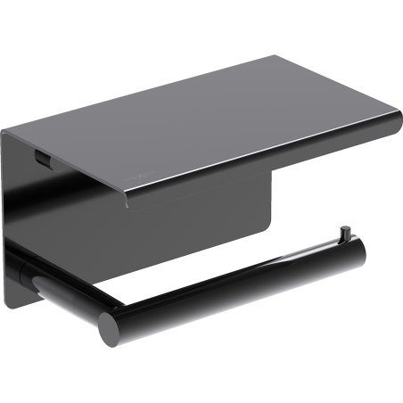 Mexen Loop toilet paper holder with shelf, black chrome - 70A71022-73