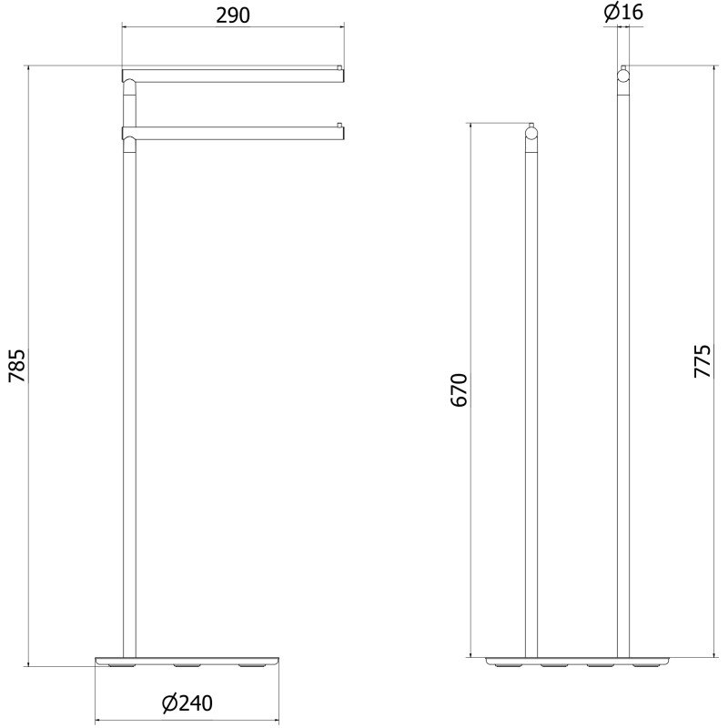 Mexen Loop standing towel rack, brushed copper - 70A71096-65