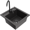 Mexen Vito 1-Bowl Granite Sink with Telma Kitchen Faucet, Speckled Black - 6503-76-670200-70-B