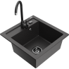 Mexen Vito 1-compartment granite sink with a kitchen mixer tap Telma, spotted black - 6503-76-670200-70-B