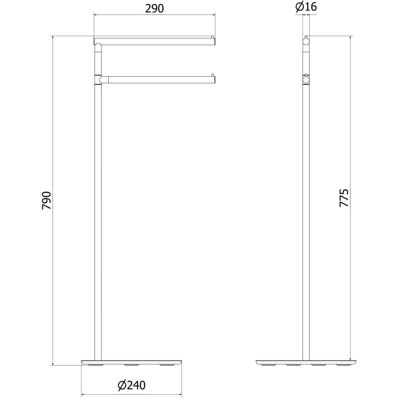 Mexen Loop standing towel rack, chrome - 70A71097-00