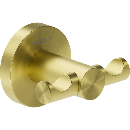 Mexen Ovio double towel hook, brushed gold - 70A19512-55