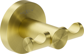Mexen Ovio double towel hook, brushed gold - 70A19512-55
