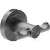 Mexen Ovio double towel hook, brushed gun gray - 70A19512-66