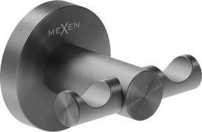 Mexen Ovio double towel hook, brushed gun gray - 70A19512-66