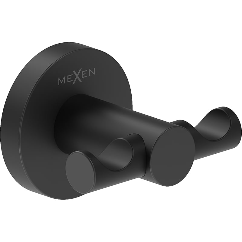 Mexen Ovio double towel hook, black - 70A19512-70