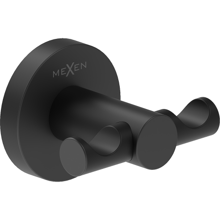 Mexen Ovio double towel hook, black - 70A19512-70