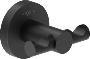 Mexen Ovio double towel hook, black - 70A19512-70