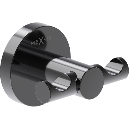 Mexen Ovio double towel hook, black chrome - 70A19512-73