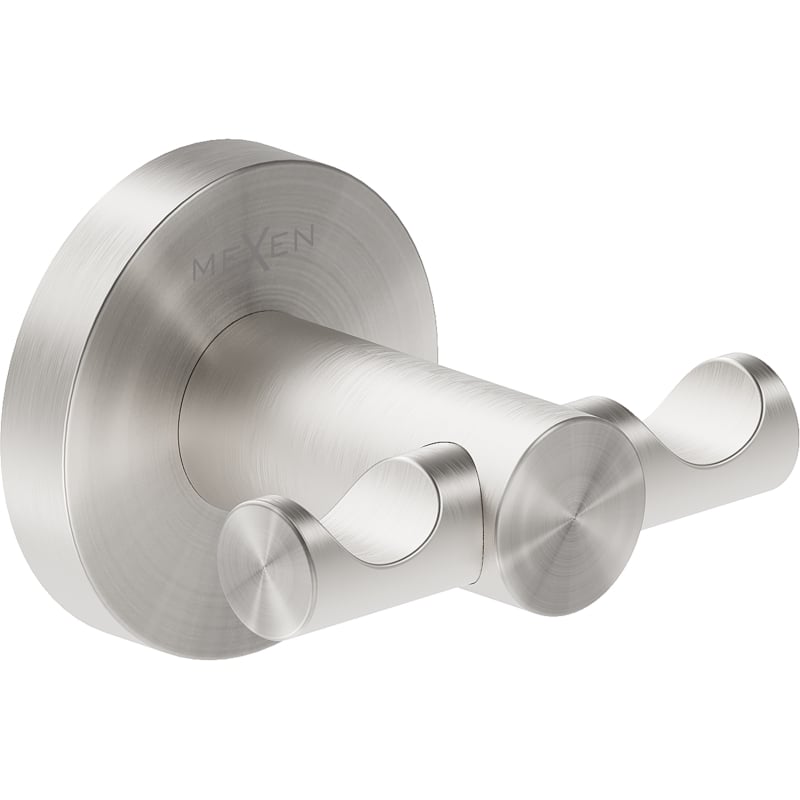 Mexen Ovio double towel hook, brushed nickel - 70A19512-97