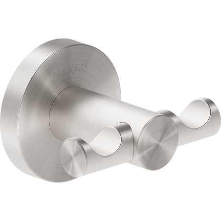 Mexen Ovio double towel hook, brushed nickel - 70A19512-97