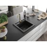 Mexen Vito 1-bowl granite sink with Telma kitchen tap, black - 6503-77-670200-50-B