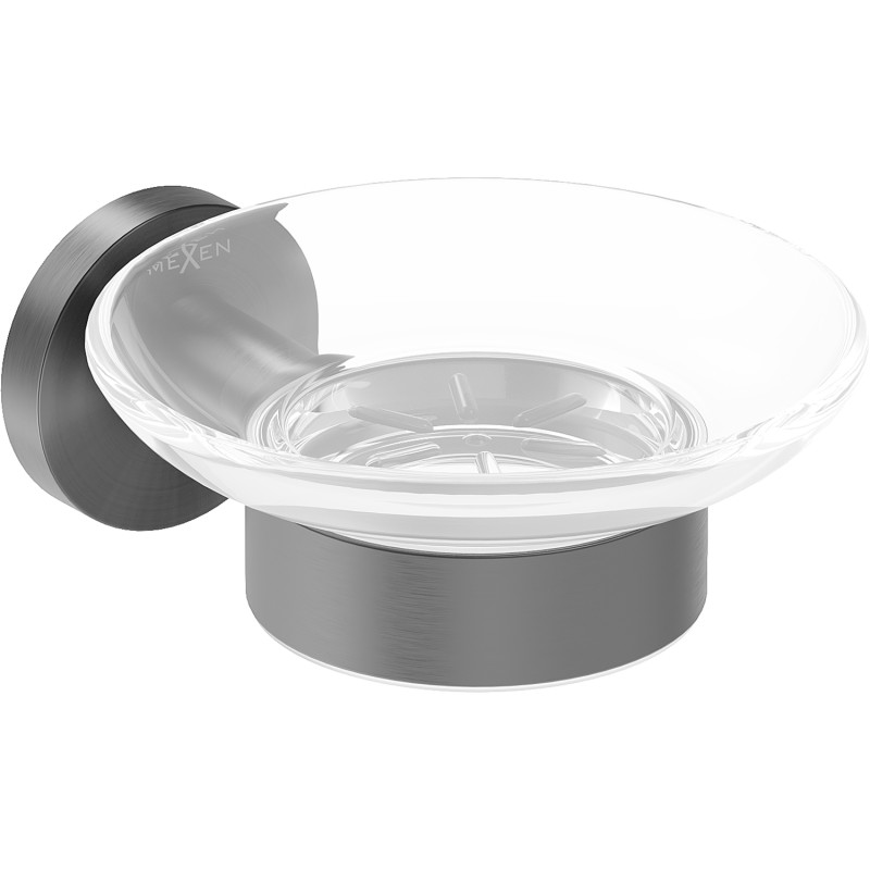 Mexen Ovio soap dish, gun gray brushed - 70A19555-66