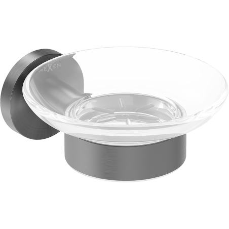 Mexen Ovio soap dish, gun gray brushed - 70A19555-66