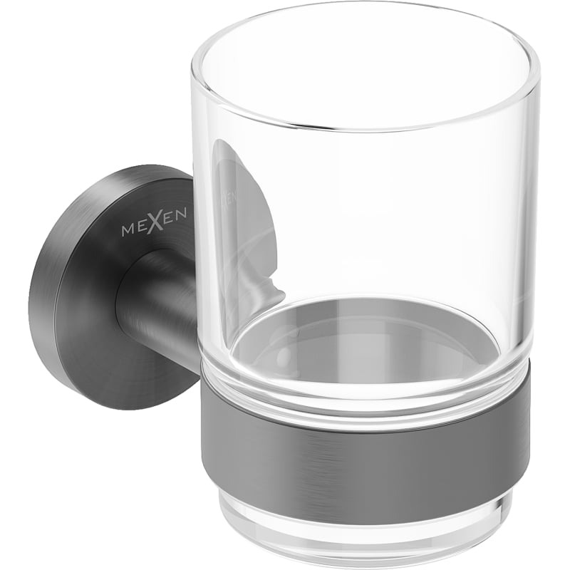 Mexen Ovio toothbrush holder, gun gray brushed - 70A19551-66