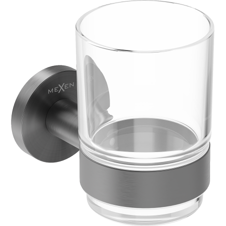 Mexen Ovio toothbrush holder, gun gray brushed - 70A19551-66