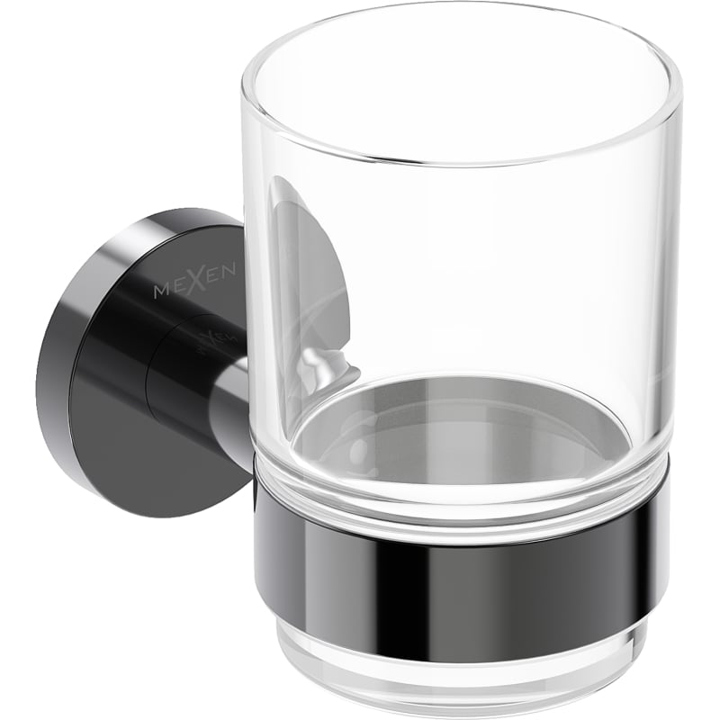 Mexen Ovio toothbrush holder, black chrome - 70A19551-73