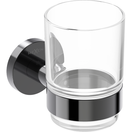 Mexen Ovio toothbrush holder, black chrome - 70A19551-73