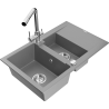 Mexen Gaspar grey granite sink 1.5-bowl with drainer and Duero kitchen tap, - 6507-71-671600-00