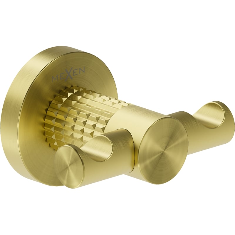 Mexen Triv double towel hook, brushed gold - 70A33012-55