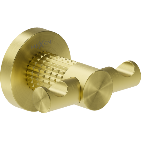 Mexen Triv double towel hook, brushed gold - 70A33012-55