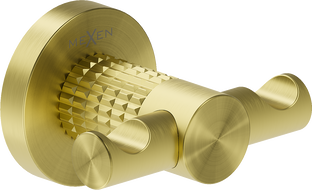Mexen Triv double towel hook, brushed gold - 70A33012-55