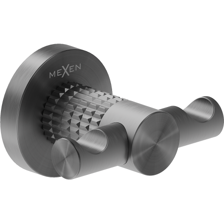 Mexen Triv double towel hook, brushed gun gray - 70A33012-66