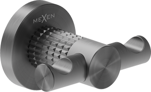 Mexen Triv double towel hook, brushed gun gray - 70A33012-66