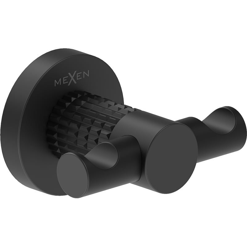 Mexen Triv double towel hook, black - 70A33012-70