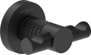 Mexen Triv double towel hook, black - 70A33012-70