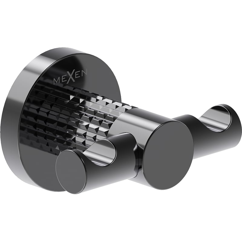 Mexen Triv double towel hook, black chrome - 70A33012-73