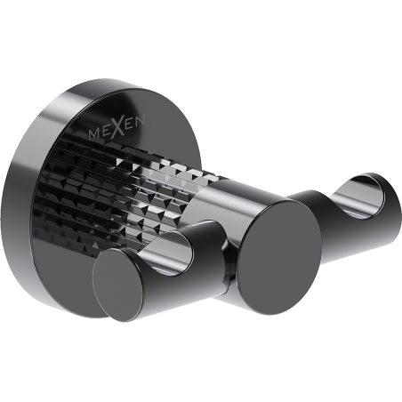 Mexen Triv double towel hook, black chrome - 70A33012-73