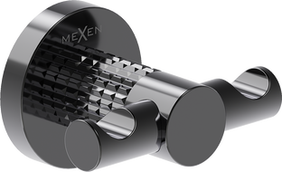 Mexen Triv double towel hook, black chrome - 70A33012-73