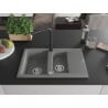 Mexen Gaspar granite sink 1.5-bowl with drainer and Duero kitchen tap, grey - 6507-71-671600-70