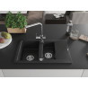 Mexen Gaspar granite sink 1.5-bowl with drainer and Duero kitchen faucet, black/silver - 6507-73-671600-00