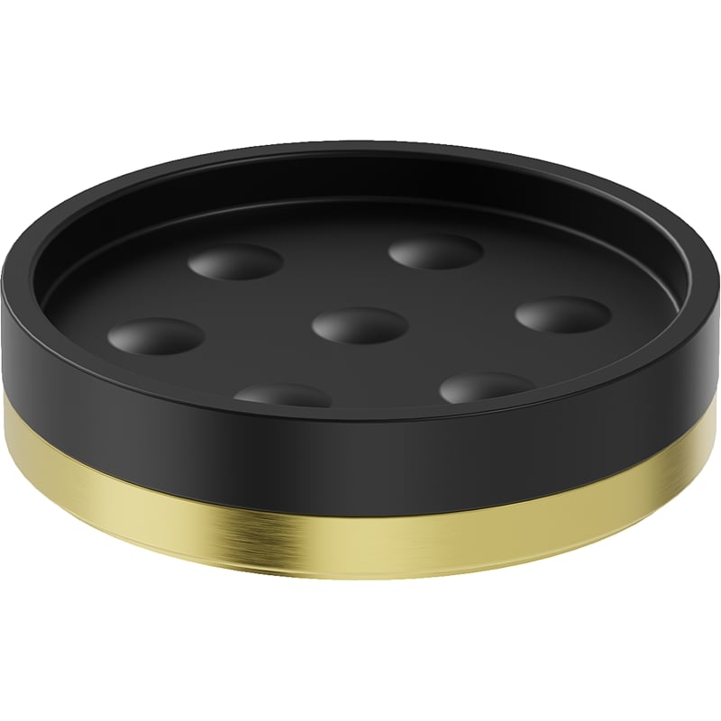 Mexen Triv standing soap dish, black/brushed gold - 70A33057-55B