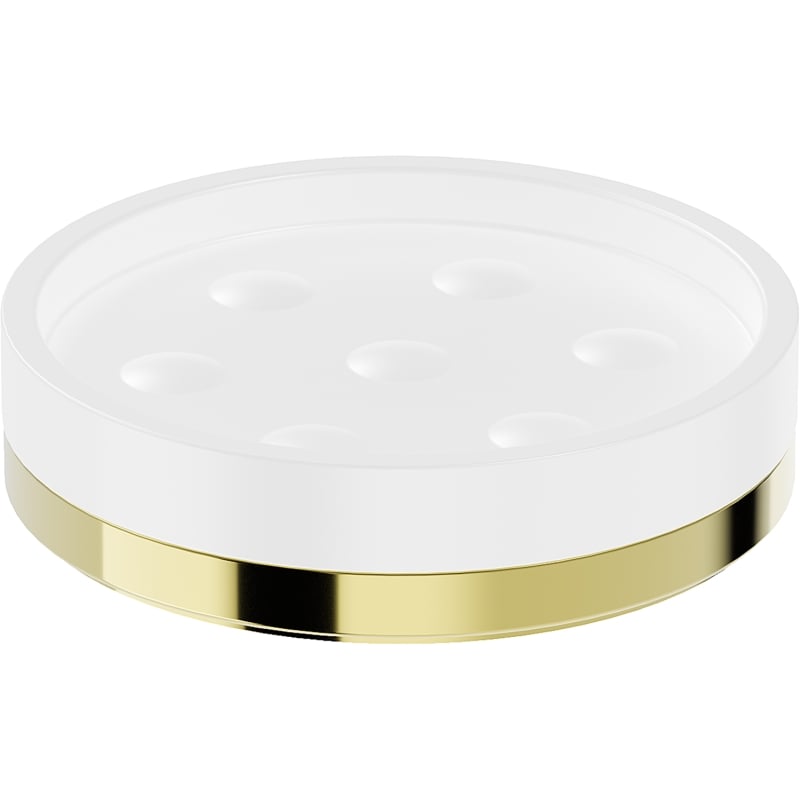 Mexen Triv freestanding soap dish, white/gold - 70A33057-50W
