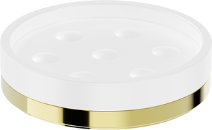 Mexen Triv freestanding soap dish, white/gold - 70A33057-50W