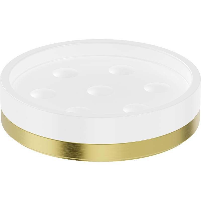 Mexen Triv standing soap dish, white/brushed gold - 70A33057-55W