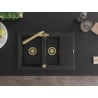 Mexen Gaspar granite sink with 1.5 bowls and drainer and Duero kitchen tap, black/silver - 6507-73-671600-50