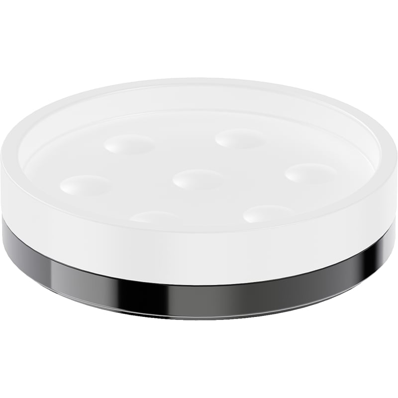 Mexen Triv standing soap dish, white/black chrome - 70A33057-73W