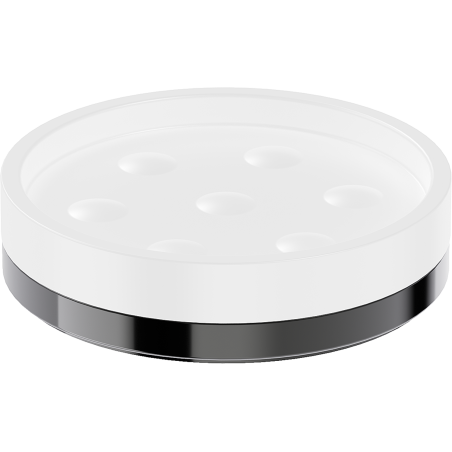 Mexen Triv standing soap dish, white/black chrome - 70A33057-73W