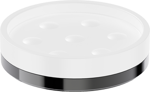 Mexen Triv standing soap dish, white/black chrome - 70A33057-73W