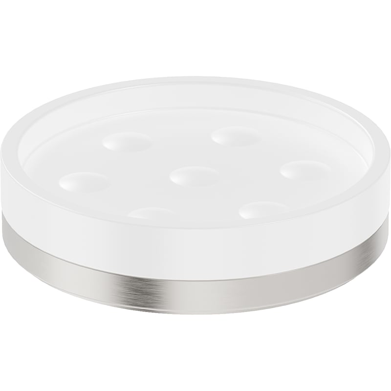 Mexen Triv standing soap dish, white/brushed nickel - 70A33057-97W